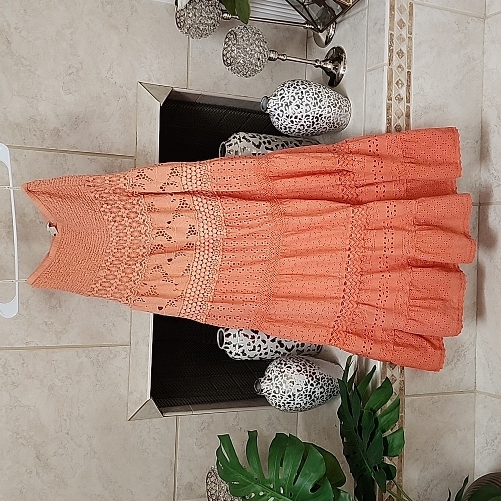 🧡 BOSTON PROPER Apricot OMBRE Crochet Maxi Skirt 🧡